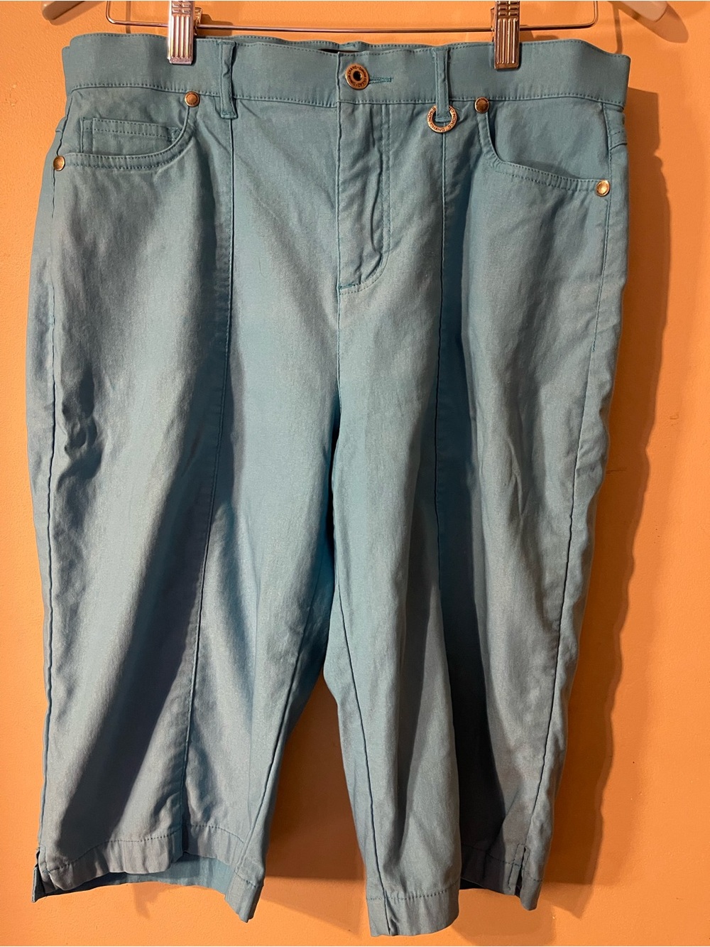 Simon Chang Denim Turquoise Aqua Blue Bermuda Shorts Size 10 Jean